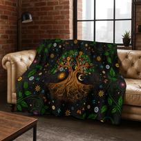 Nature Viking Yggdrasil Norse Tree of Life Flannel Blanket Soft Warm Blanket for Bedroom Room Living Room Travel Camping Picnic Size: 75*100cm, Weight: 230 GSM