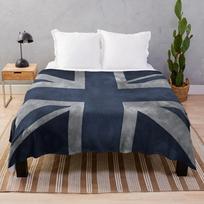 Mėlynas susidėvėjęs Union Jack pledas Vintažinis vienvietis prabangus dizainerio pledas Size: 100*150cm, Weight: 320 GSM white