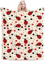 Cute Ladybug Red Black Polka Dot Insect Throw Blanket Soft Cozy Flannel Blanket for Couch Bed Living Room Decor Gift for Kids Size: 75*100cm, Weight: 230 GSM