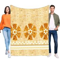 Luxury Gold Mosaic Geometric Pattern Soft Flannel Throw Blanket for Sofa Bed Living Room, Cozy Lightweight All Season Home Decor Size: 75*100cm, Weight: 230 GSM