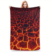 Cozy Lava Print Flannel Blanket Soft Warm All Season Throw for Couch Bed Camping Travel Ideal Gift Size: 75*100cm, Weight: 230 GSM