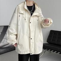 Jacket men's windbreaker spring new Hong Kong style casual men's clothing teenagers and students trendy hooded men's jacket M