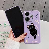 Mielas katės minkštas silikoninis dėklas Samsung A55 M35 S24 Xiaomi Redmi Note 13 Pro 13C 14 Poco C65 iPhone Huawei Honor 200 Realme 9 kameros smūgiams atsparus dangtelis Samsung Galaxy S9 Plus violetinė