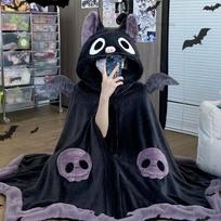 Kawaii animacinių filmų Bat Y2k pliušinės pižamos Anime apsiaustas miegui skirtas kostiumas Helovino apsiaustas suaugusiems Žiemos pižamos Moteriškas antklodės pelerina One Size