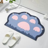 Cartoon Cat Paw Diatomaceous Earth Bathroom Floor Mat - Absorbent Foot Pad for Home and Toilet Entrance. 40x60 cm