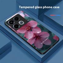 Blue Flower Element For Infinix Note 40 4G 30i 12 G96 Smart 8 Hot 9 Play 10 11S 12 20i 50 Pro Plus 5G Tempered Glass Phone Case Infinix Note 40 4G