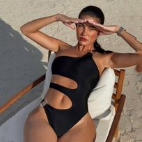 Women One-Piece Swimsuit and Single-Shoulder Bikini Color European American Feminine Swimwear S juoda