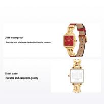 Coach Cass kvarcinis laikrodis Nerūdijančio plieno Odinis dirželis Raudonas ciferblatas 30 metrų atsparus vandeniui Moteriški laikrodžiai 14504358 Red Watch Dial
