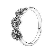 Pandora Three Branches Violet 925 Silver Ring Women ring 190786C01 Box+Shopping Bag,54mm
