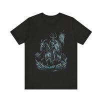 Dark Knight Viking Rider Tee | Norse Warrior Skull Horse Illustration S