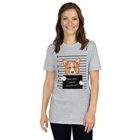 Funny Corgi Mugshot T-Shirt: Bad Dog Lover Unisex Tee XL