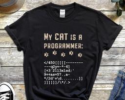 Gift For A Programmer, Funny Developer T-Shirt, Cat Lover Coder Clothing, Coder Gift, Java Shirt, Software Programmer T Shirt, Computer Tee S