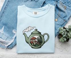 Teapot Shirt Tea Rustic Gift Women Magical Tee Teapot T-Shirt Tea Fan Fantasy Tshirt Country Graphic Classic Fungus Tshirt XL