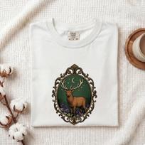 Stag Portrait Shirt Nature Woodland Gift Women Botanical Tee Deer T-Shirt Wildlife Enthusiast Botanical Tshirt Forest Graphic Vintage Floral 3XL
