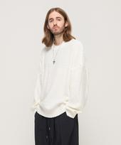 Cargo Bros Drop Block Knit Semi-Over Knit (White) Free