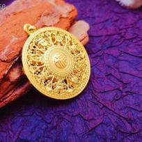 Gold-Plated Ancient Buddha Heritage Hollow Eight-Treasure Jewelry Fu Character Ten Thousand-Character Pendant Live