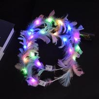 10 vnt. LED plunksnų vainikas, karūna, galvos juosta, šviečianti plunksnų galvos juosta, šviečiantis galvos apdangalas, puikiai tinka vakarėliams ir festivaliams 10pcs blue