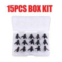 15pcs BOX KIT Fishing Lure Stream Soft Bait Simulation Flies Insects Baits Small Fish Catch Artificial Lures pike carp bass BAIT