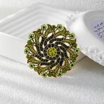 Weiman Hot Selling Classical Fancy Flower Brooches with Rhinestone Luxury & Elegant Accessory for Ladies for Weddings žalia