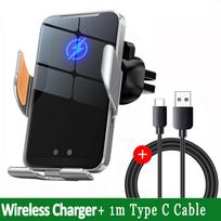 Wireless Car Charger Magnetic Auto Car Phone Holder Mount For iPhone 15 14 13 12 X XR Samsung Infrared  Fast Car Charging Stand Black with cable