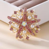 Weiman Pearl Starfish Flower Brooches Luxury Women Fashion Rhinestone Crystal Gold Plated Alloy Customize Designer Brooch Pins XD825121-1 auksas