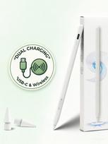 WK Active Stylus iPad Wireless Magnetic Palm Rejection Replaceable Nib Tilt Sensing 2018-2026 Tablets 2-in-1 Dual Charging USB-C balta