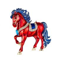 Weiman Blue Mane Red Horse Brooches Luxury Women Fashion Rhinestone Crystal Gold Plated Alloy Customize Designer Brooch Pins XD825212 auksas