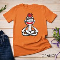 Sock Monkey in Seated Lotus Yoga Pose Funny Mindfulness Gift Unisex T-shirt 8 S