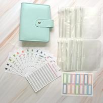 A7 Loose Leaf PU Leather Notebooks Customizable Binder Set Money Organizer Budget Binder with Cash Envelopes and Paper (as the picture,A7)