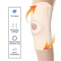 1Pcs Thin Knee Braces for Knee Pain, Compression Knee Sleeves with Patella Gel Pad & Side Stabilizers, Knee Support for Men Women s smėlis
