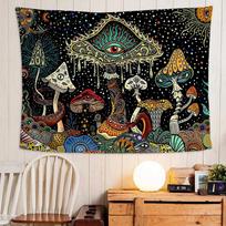 Trippy Mushroom Tapestry Psychedelic Hippie Wall Hanging Trippy Art Aesthetic Home Dorm Decor Boho Abstract Banner 100X70CM