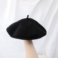 Moteriškos vilnos beretės Kepurės Retro storintos kepuraitės Vienspalvės Šiltos moliūginės kepurės One Size（56-58 cm）