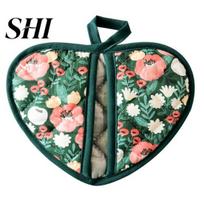 Oven Glove 1Pc Insulated Hanging Ring High Temperature Resistance Baking Mitten Heart-shaped Hand Clip Insulation Pad for Bakery Shop B tamsiai žalia spalva