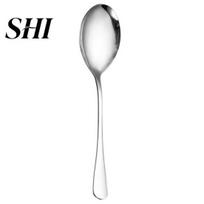 Soup Spoon Big Long Handle Comfortable Grip Ladling Stainless Steel Serving Buffet Dinner Large Size Daily Use Dish A