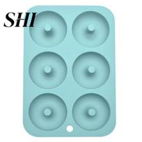 Cookie Mold Cake Food Grade Non-stick Easy to Release Heat-resistant Wide Application DIY Fondant Baking Tool Silicone 6 Holes 3D Doughnut Kitchen žalia