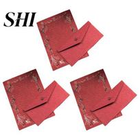 Retro Letter Paper 3Pcs Kraft Envelopes with Clear Stripe Line Smooth Reliable Beautifully Designed Writing Vintage Style Invitations Elegant Wedding