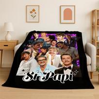 Madingas Pedro Pascal Žvaigždės Flanelinis pledas Minkštas šiltas pledas miegamajam svetainei lovai kelionei stovyklavimui iškylai Dovanų vaikams 75X95CM