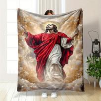 Jesus Cloud Halo Blanket  Printed Blanket for Living Room Bed Couch Lunch Break Soft Cozy Blanket for Friend's Festival Gift 75X95CM