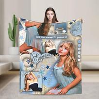 Dainininkės Sabrinos Carpenter Megztos Antklodės Koralinis Vilnos Pliušas Pop Muzikos Mesti Antklodės Automobiliui Sofai Lovai Miegamojo Antklodė 75X95CM
