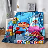 3D Linksmas P-Pocoyo Elly Pato Animacinis pledas, Minkštas apklotas namams, miegamajam, lovai, sofai, iškylai, kelionei, biurui, vaikų dovanai 75X95CM