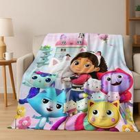 3D Animacinis mielas Gabby's Lėlių namelis Mergaitės Dovana Flanelinis pledas, Šiltas ir jaukus minkštas pledas namų miegamojo lovos sofos uždangalas Vaikui 75X95CM