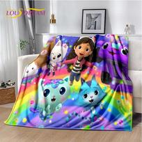 Animacinis mielas Gabby namelis Mergaitės minkštas flanelinis pledas lovai miegamajam sofai piknikui, Mesti pledą vaikams lauke laisvalaikiui dovana 75X95CM