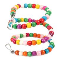 Colorful Beads Bird Stand Hanging Hooks Birds Accessory Interactive Bird Swing  Leg Exercise 1.5m
