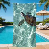 Watercolor Teal Sea Turtle Coral Print Beach Towel Soft Quick Dry Sandproof Large Towel Marine Art Summer Beach Travel 50X100cm &1pc