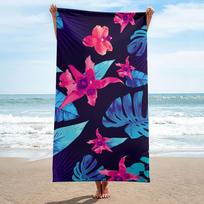 Assorted Tropical Print Beach Towel - Mandala, Hibiscus & Monstera Leaf Designs, Quick-Drying for Beach & Camping 50x100cm