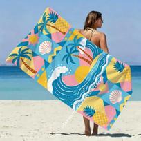 Tropical Palm Wave Beach Towel Patterned Sunscreen And Windproof Suitable For Swimming Pool Camping Travel 35x75cm&1pc