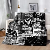 Fashion Billie Eilish Singer Star Flannel Blanket Soft Warm Throw Blanket for Bedroom Living Room Bed Travel Camping Picnic Gift Size: 75*100cm, Weight: 230 GSM