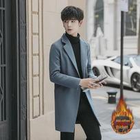 Men's Korean-Style Woolen Windbreaker, Mid-Length, Cotton-Padded, Large Size, Trendy Autumn/Winter Coat 5XL