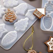 Krištolinės epoksidinės dervos forma Kalėdų eglutė Snaigė Elnio pakabukas Raktų pakabuko įrašas Ornamentas „Pasidaryk pats“ silikoninių formų rinkinys