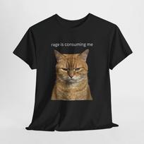 Rage Is Consuming Me Shirt - Funny Angry Cat Meme T-Shirt, Relatable Humor Tee M